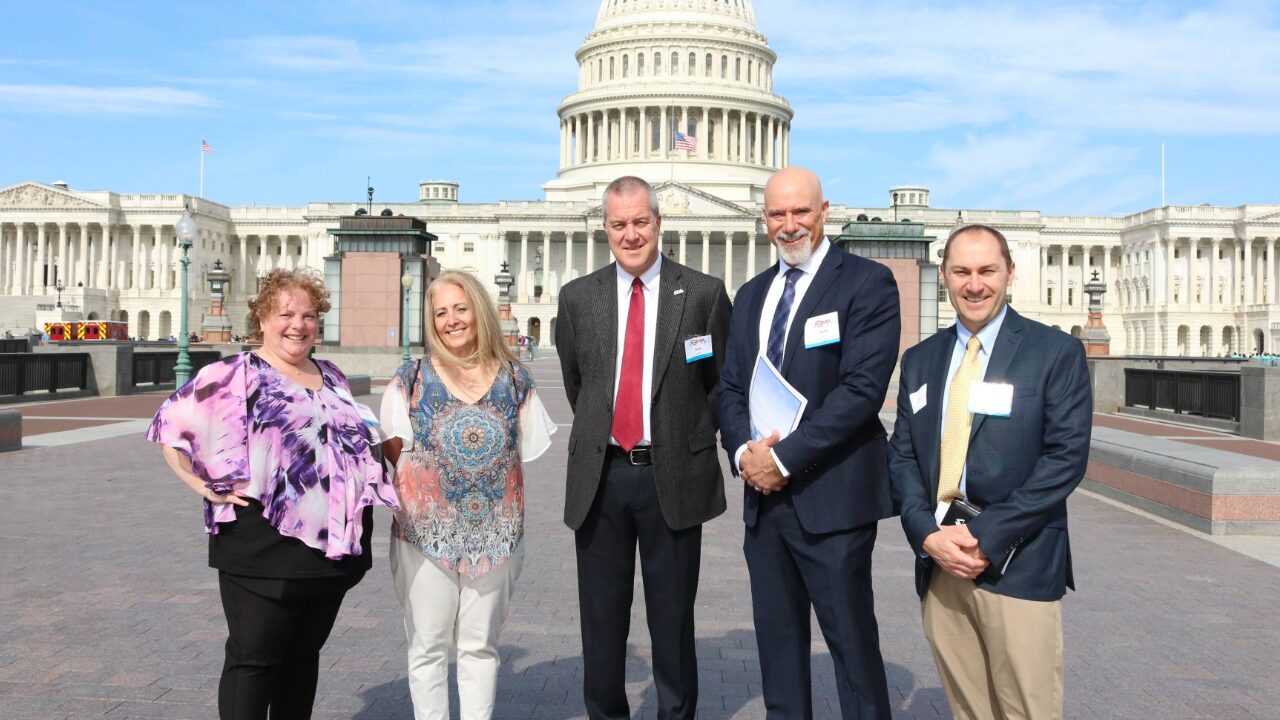 Rod Wiles (center), newly appointed ABMA Chair, stands with fellow ABMA members from Maine outside the U.S. Capitol during ABMA Advocacy Day 2024, championing key industry priorities.